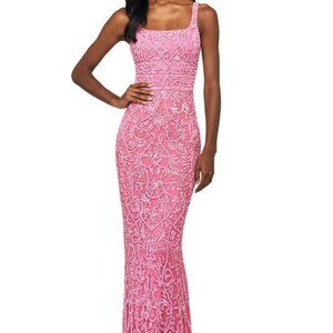 Sherri Hill Pink Beaded Dress- Size 8- Used